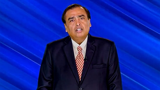 Reliance Industries Chairman Mukesh Ambani speaks during the 46th Annual General Meeting of Reliance Industries Limited(PTI)