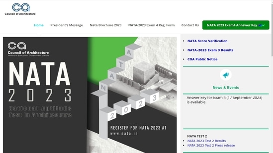 COA releases NATA exam 4 answer key on official website, download now at nata.in