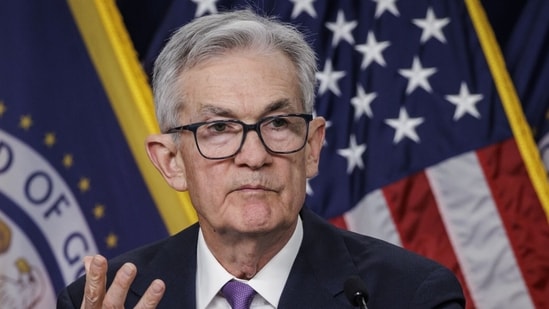 Jerome Powell, chairman of the US Federal Reserve, speaks during a news conference following a Federal Open Market Committee (FOMC) meeting in Washington, DC, US, on Wednesday, Dec. 13, 2023. Photographer: Samuel Corum/Bloomberg