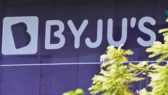 Byju's logo seen in front of one of the company's branches. (Bloomberg)