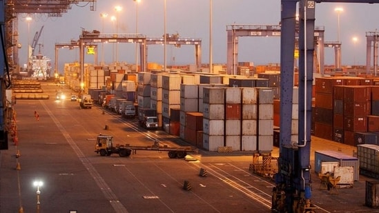 A general view of a container terminal is seen at Mundra Port, one of the ports handled by India's Adani Ports and Special Economic Zone Ltd, in the western Indian state of Gujarat. (REUTERS)