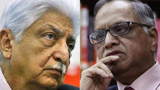 A combination image of Azim Premji (left) and NR Narayana Murthy.