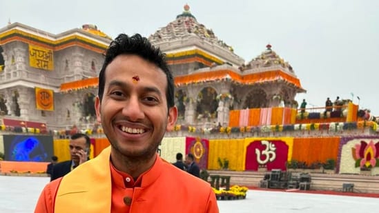 OYO founder Ritesh Agarwal at Ram Temple in Ayodhay on Monday.