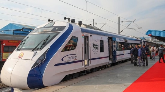 A file photo of a Vande Bharat Express train during its flag-off ceremony at the Katra Railway Station,