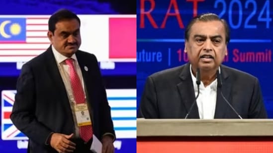 Gautam Adani (Left) and Mukesh Ambani (Right) made crucial announcements at the Vibrant Gujarat Global Summit 2024.