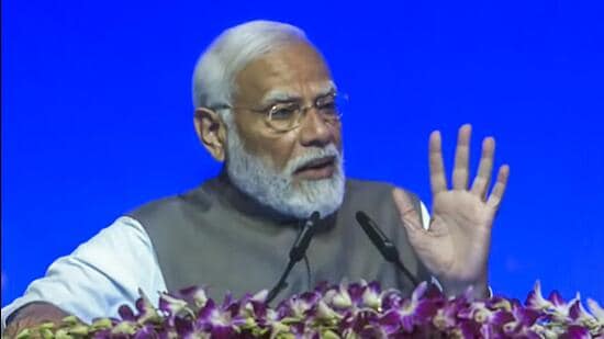 Panaji: Prime Minister Narendra Modi addresses the inauguration of the India Energy Week 2024 on Tuesday. (PTI)