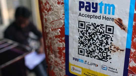 Paytm UPI services: A QR code for the Paytm digital payment system at a store in Mumbai.(Bloomberg)