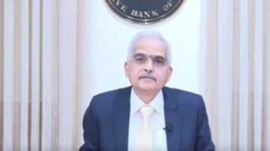 RBI governor Shaktikanta Das addresses a briefing on the Monetary Policy Committee decisions. 