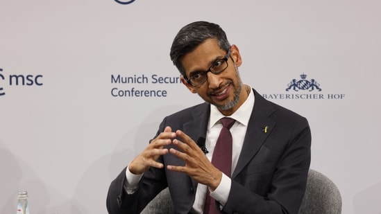 Sundar Pichai, chief executive officer of Alphabet Inc., on the opening day of the Munich Security Conference in Munich, Germany.(Bloomberg)